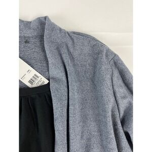 NY Collection Women's 2X Blue Heathered Open Front Cardigan with Black Tank Top‎